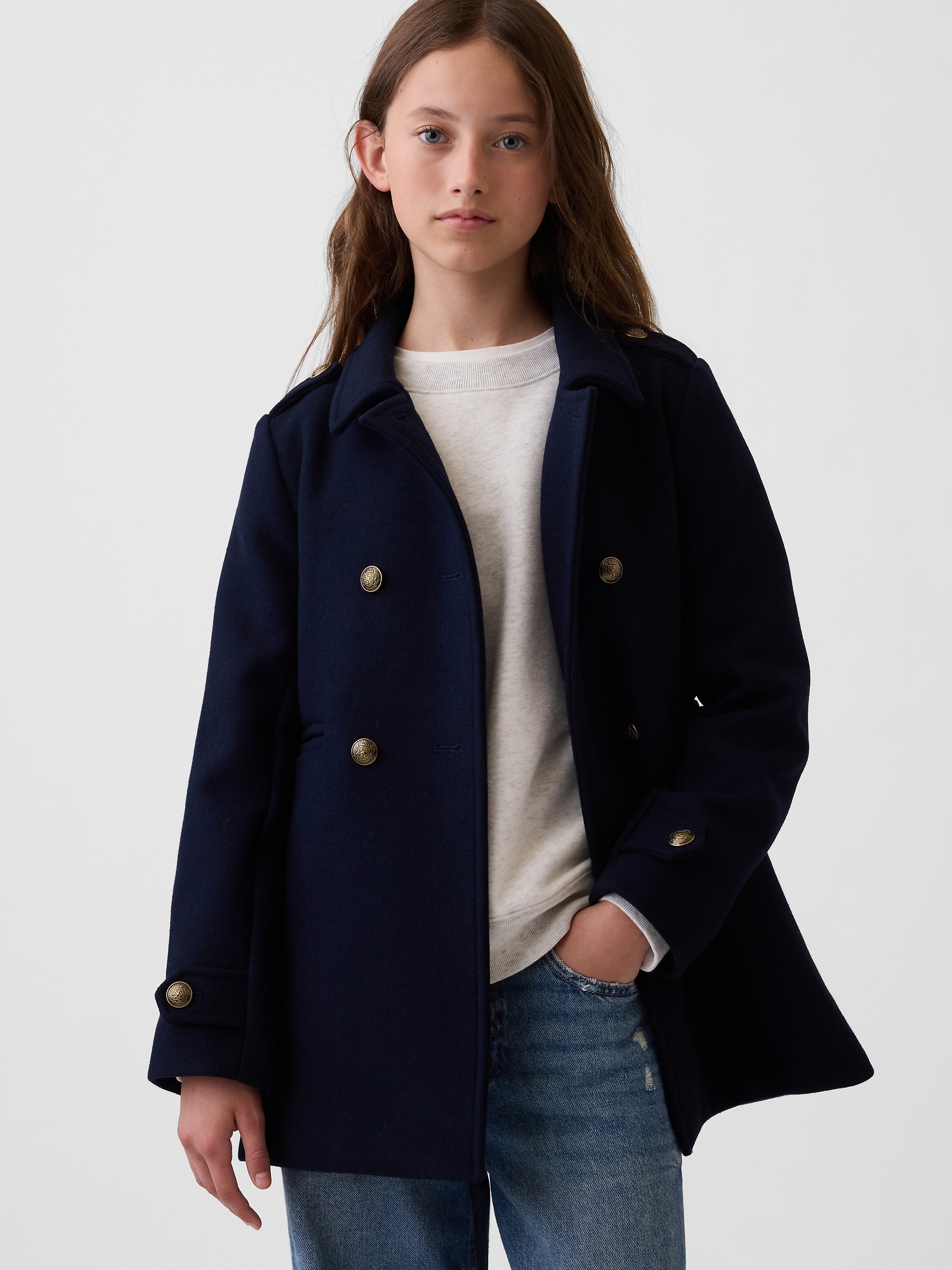 Kids Wool-Blend Peacoat