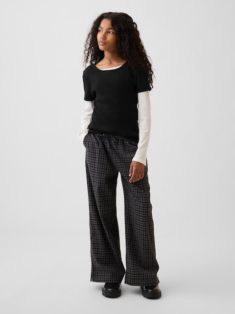 PANTALON CONFORT À JAMBE LARGE À TAILLE À CORDON DE SERRAGE POUR ENFANT