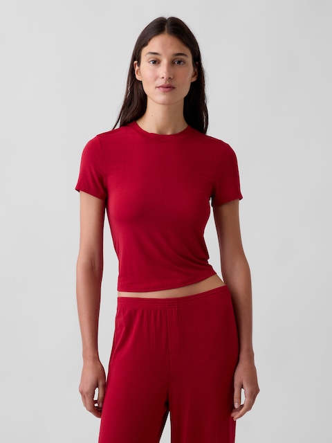 T-SHIRT DE PYJAMA CÔTELÉ EN MODAL PUREDOUCEUR