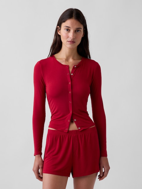 CARDIGAN DE PYJAMA EN MODAL CÔTELÉ PUREDOUCEUR