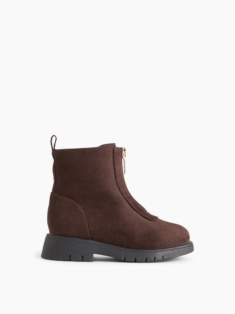 BOTTES EN SUÈDE VÉGANE À GLISSIÈRE SUR LE DEVANT POUR TOUT-PETIT