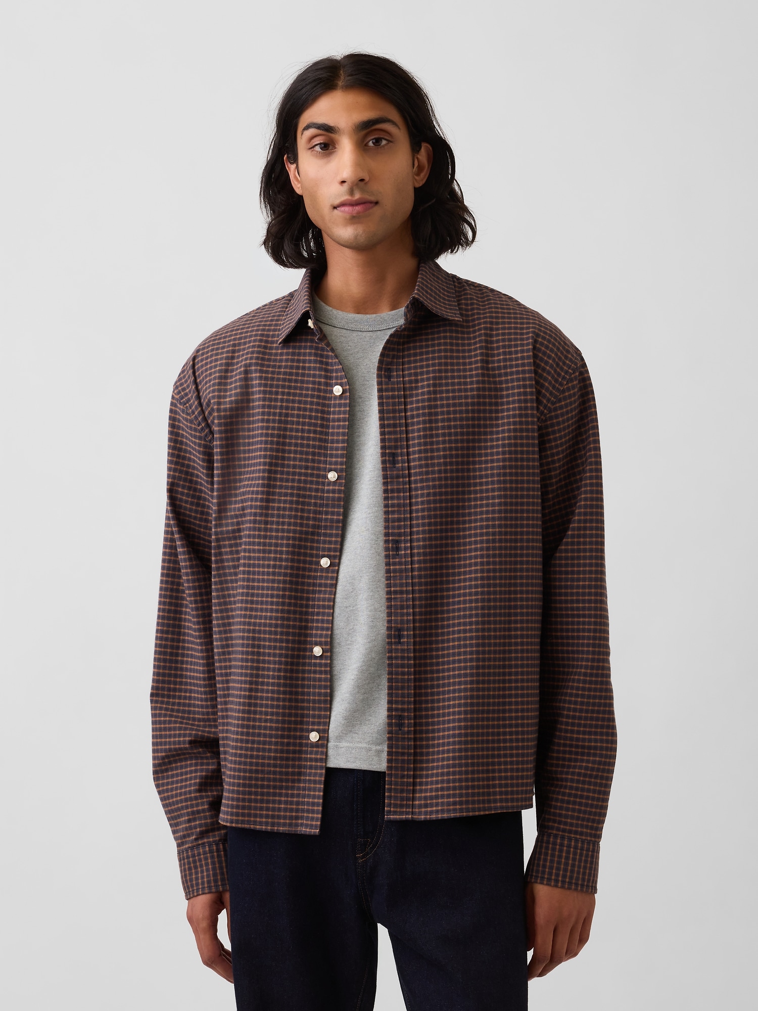 Relaxed Crop Straight-Hem Oxford Shirt