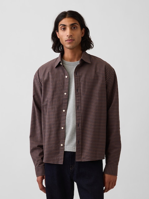 CHEMISE OXFORD COURTE DÉCONTRACTÉE À OURLET DROIT