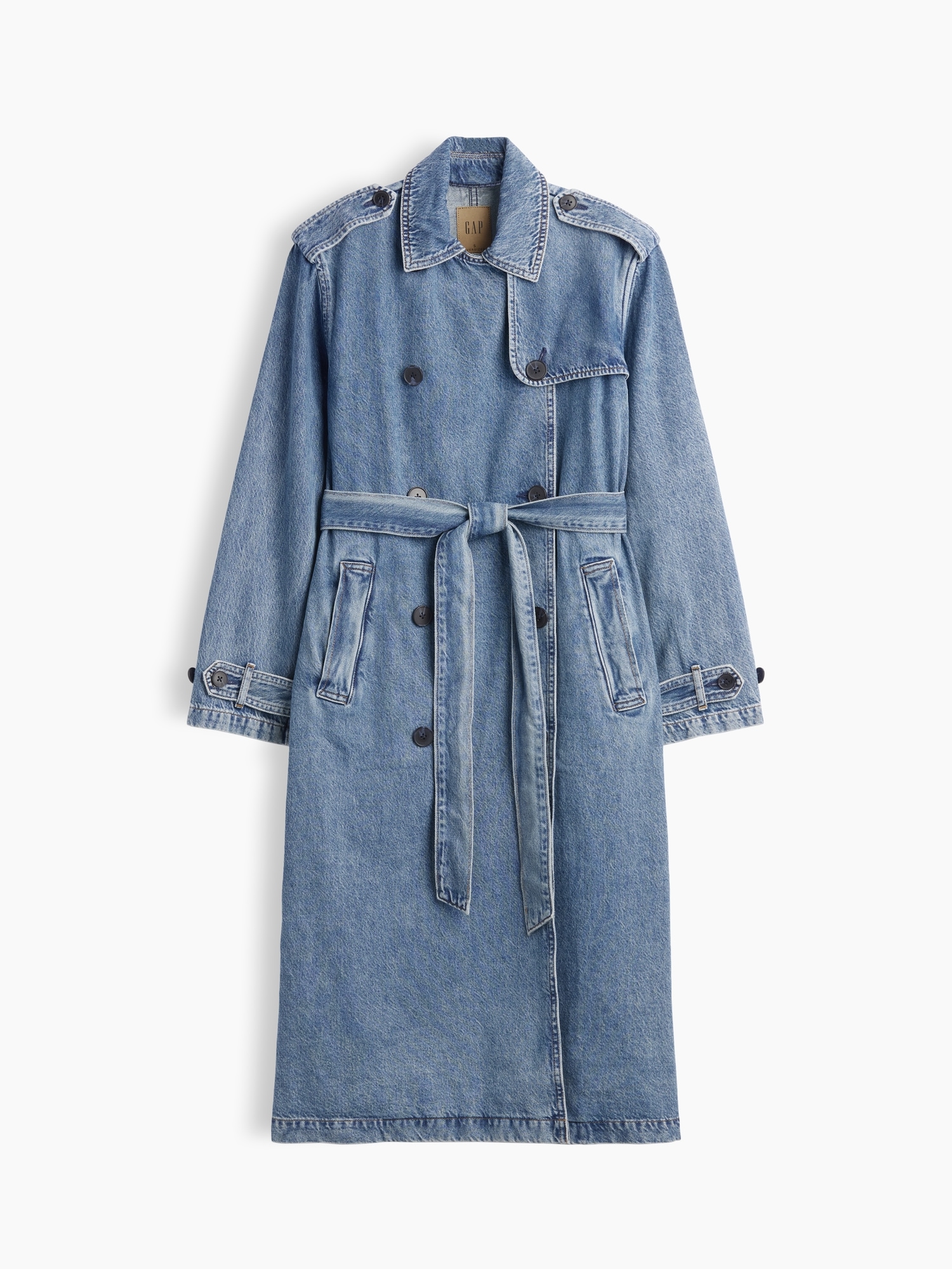 Longline Icon Denim Trench Jacket