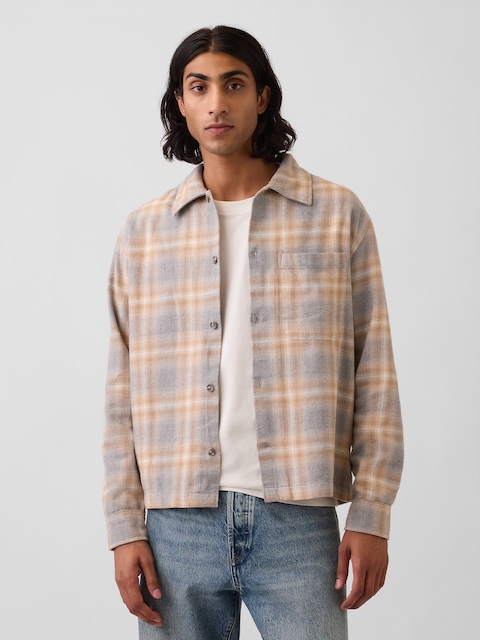 CHEMISE DÉCONTRACTÉE EN FLANELLE À OURLET DROIT