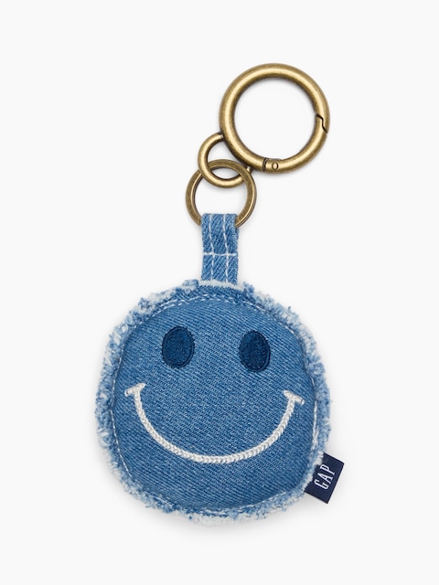 BRELOQUE DE SAC EN DENIM À VISAGE SOURIANT