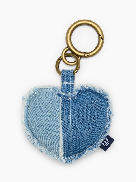BRELOQUE DE SAC EN FORME DE CŒUR EN DENIM À PATCHWORK