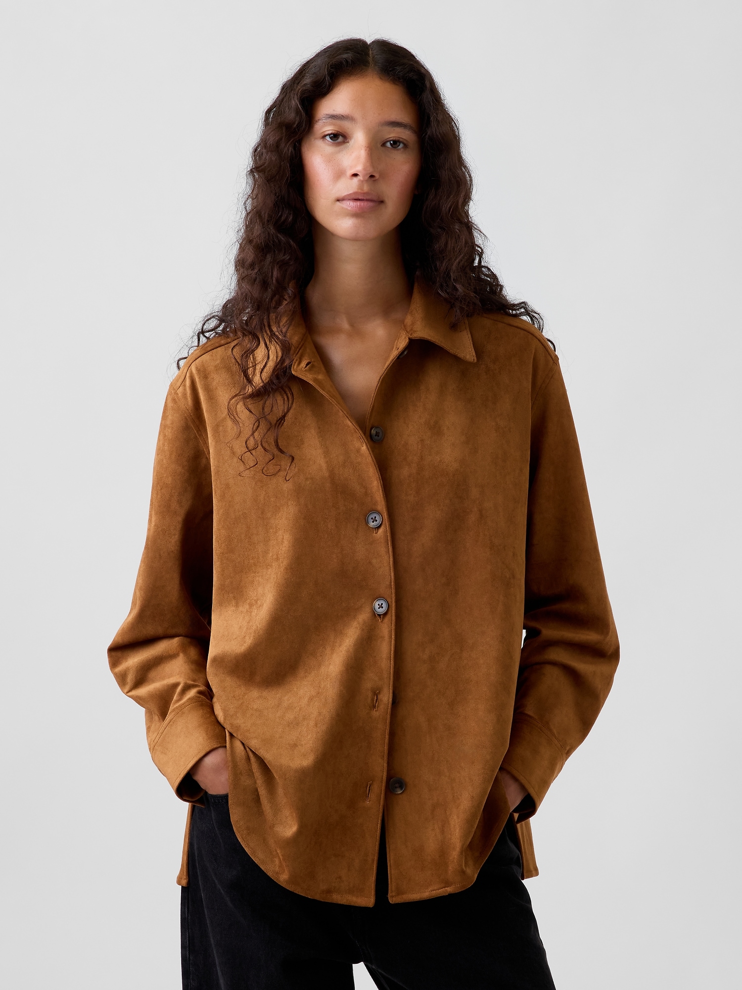Relaxed Vegan Suede Shirt