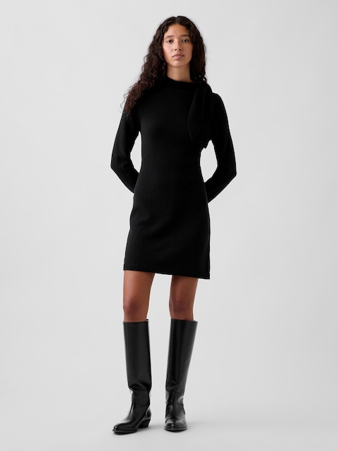 ROBE-CHANDAIL COURTE À COL ÉCHARPE EFFET CACHEMIRE