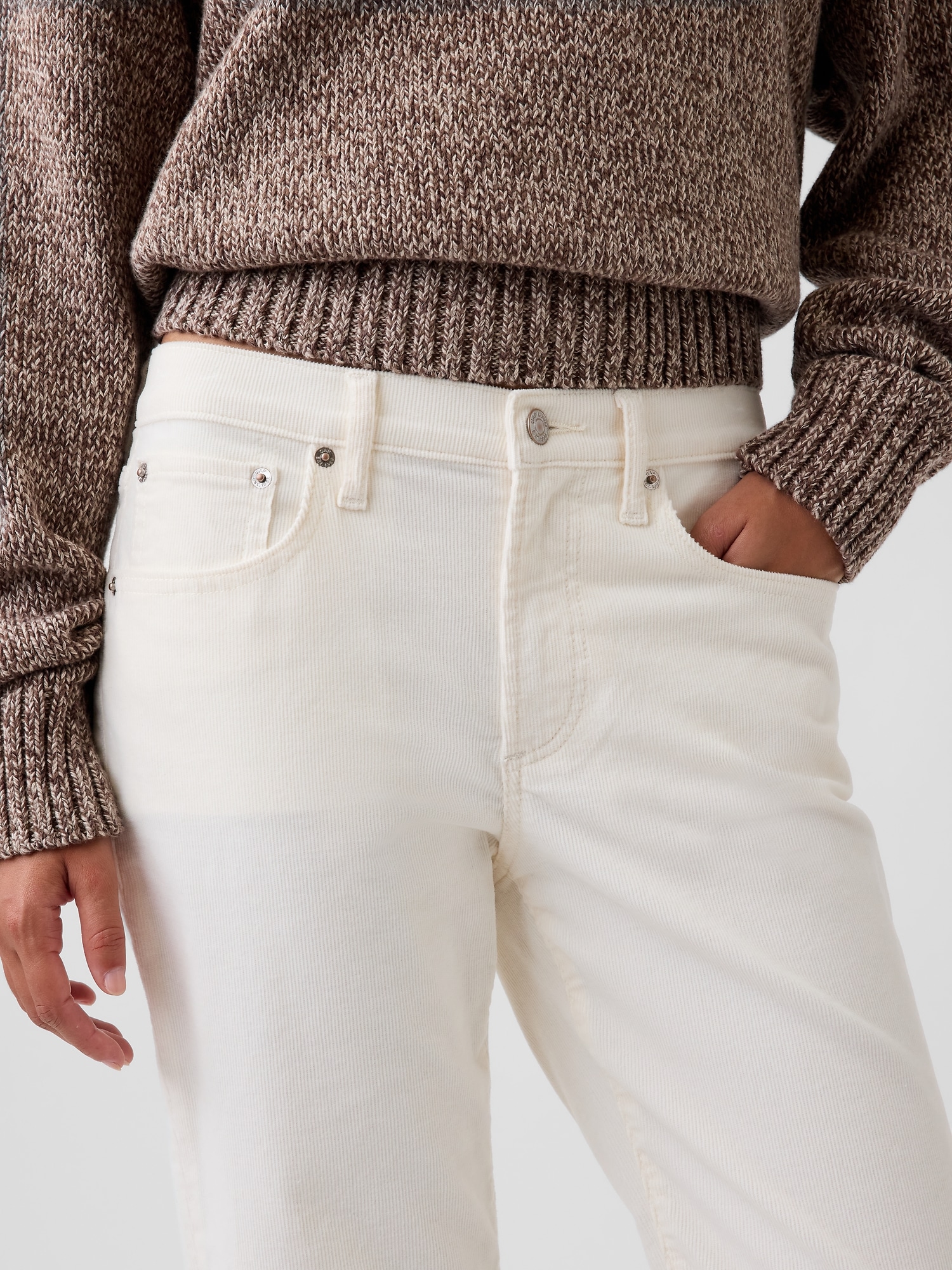 Mid Rise Corduroy Relaxed Straight Pants