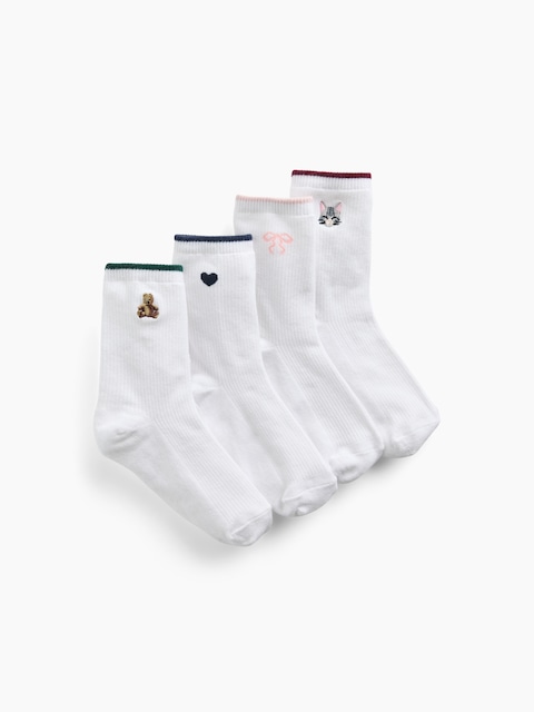 CHAUSSETTES CÔTELÉES À MOTIF POUR ENFANT (PAQUET DE 4 PAIRES)
