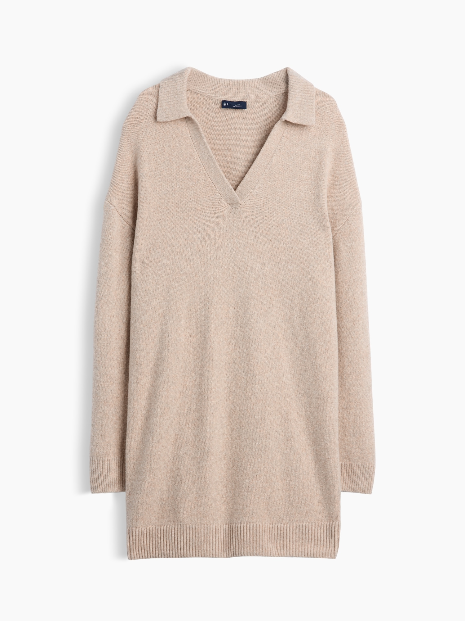 CashSoft Oversized Polo Shirt Mini Sweater Dress