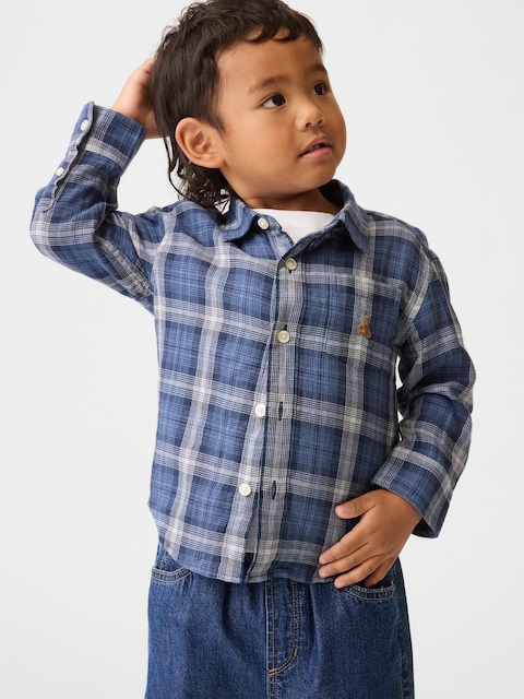 CHEMISE À CARREAUX À DOUBLE TISSAGE POUR BÉBÉ ET TOUT-PETIT