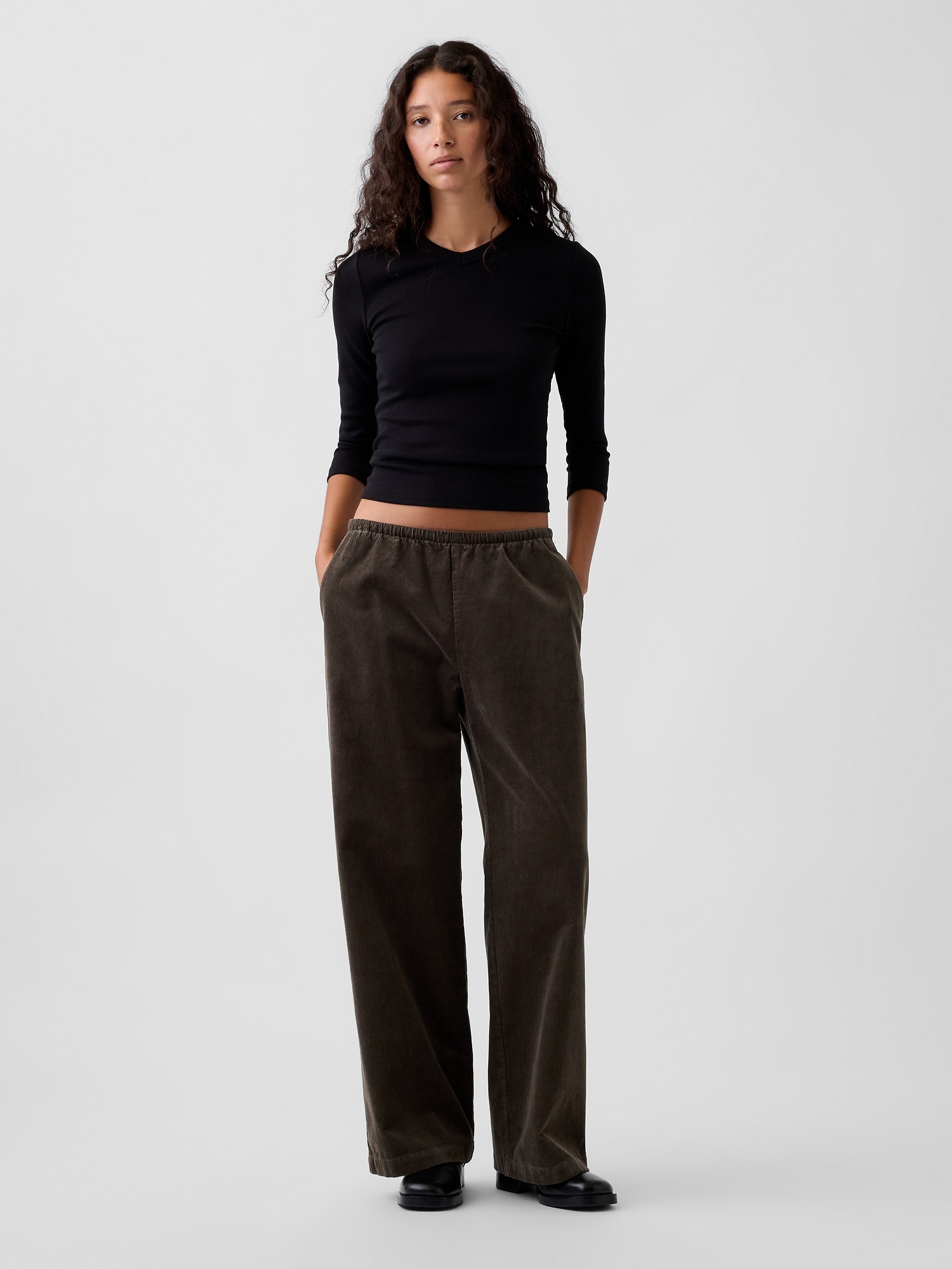 Corduroy Easy Wide-Leg Pants