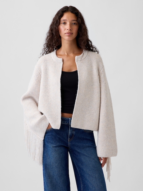 Relaxed Fringe Sweater Cardigan
