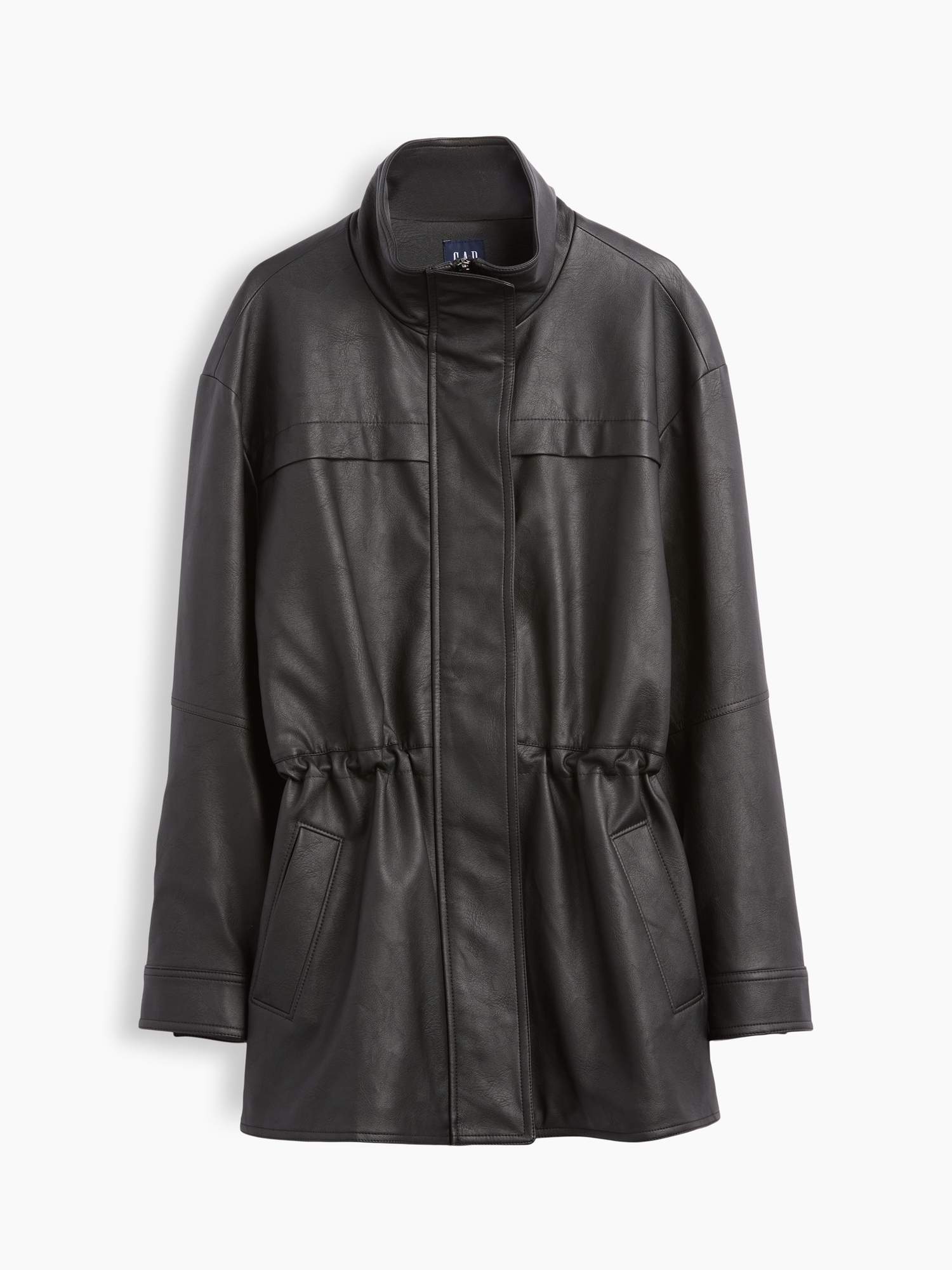 Cinched Vegan Leather Jacket
