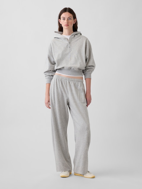 PANTALON EN COTON OUATÉ COUPE BARIL EN JERSEY BOUCLETTE VINTAGEDOUX