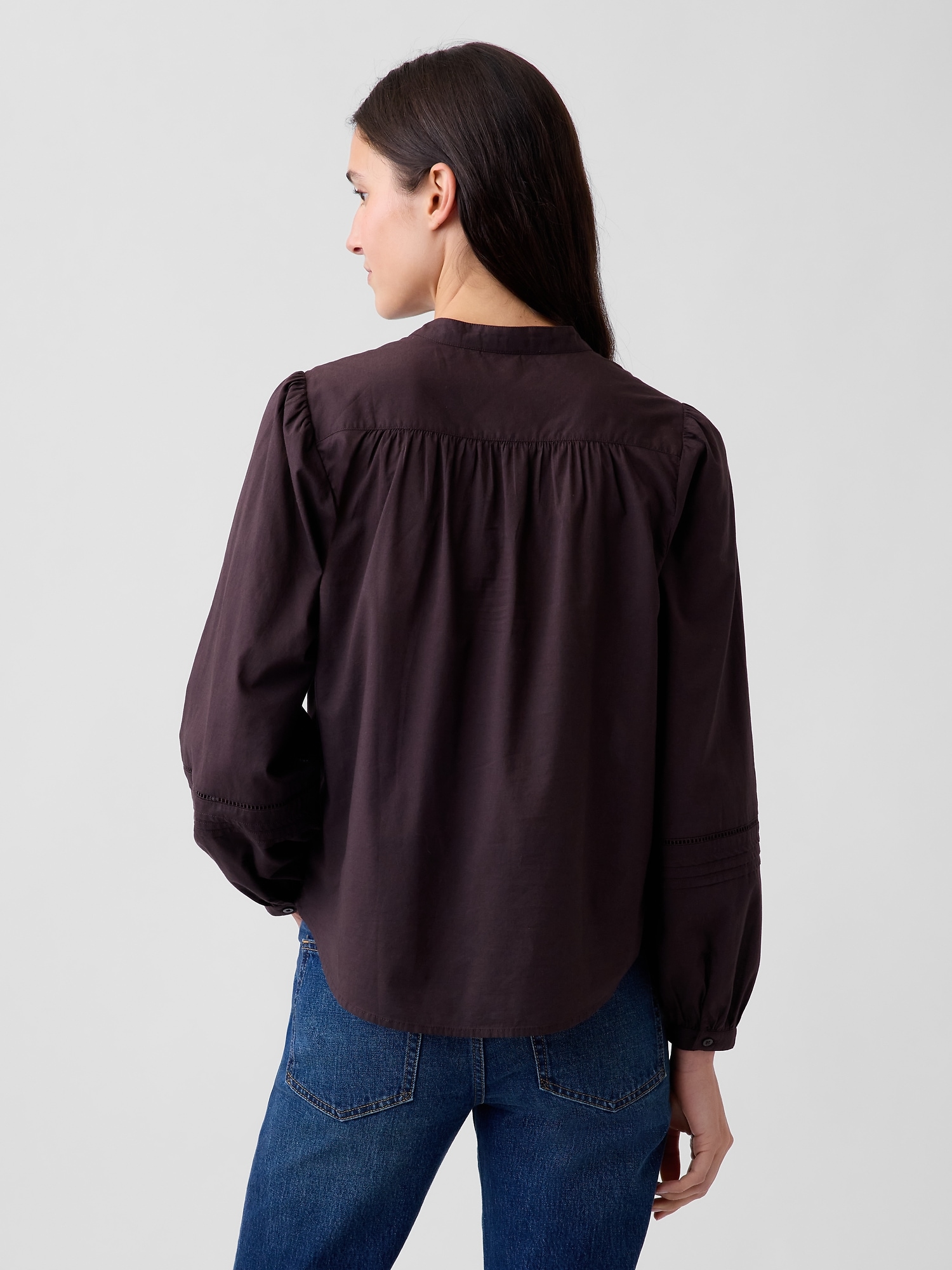 Embroidered Pintuck Top