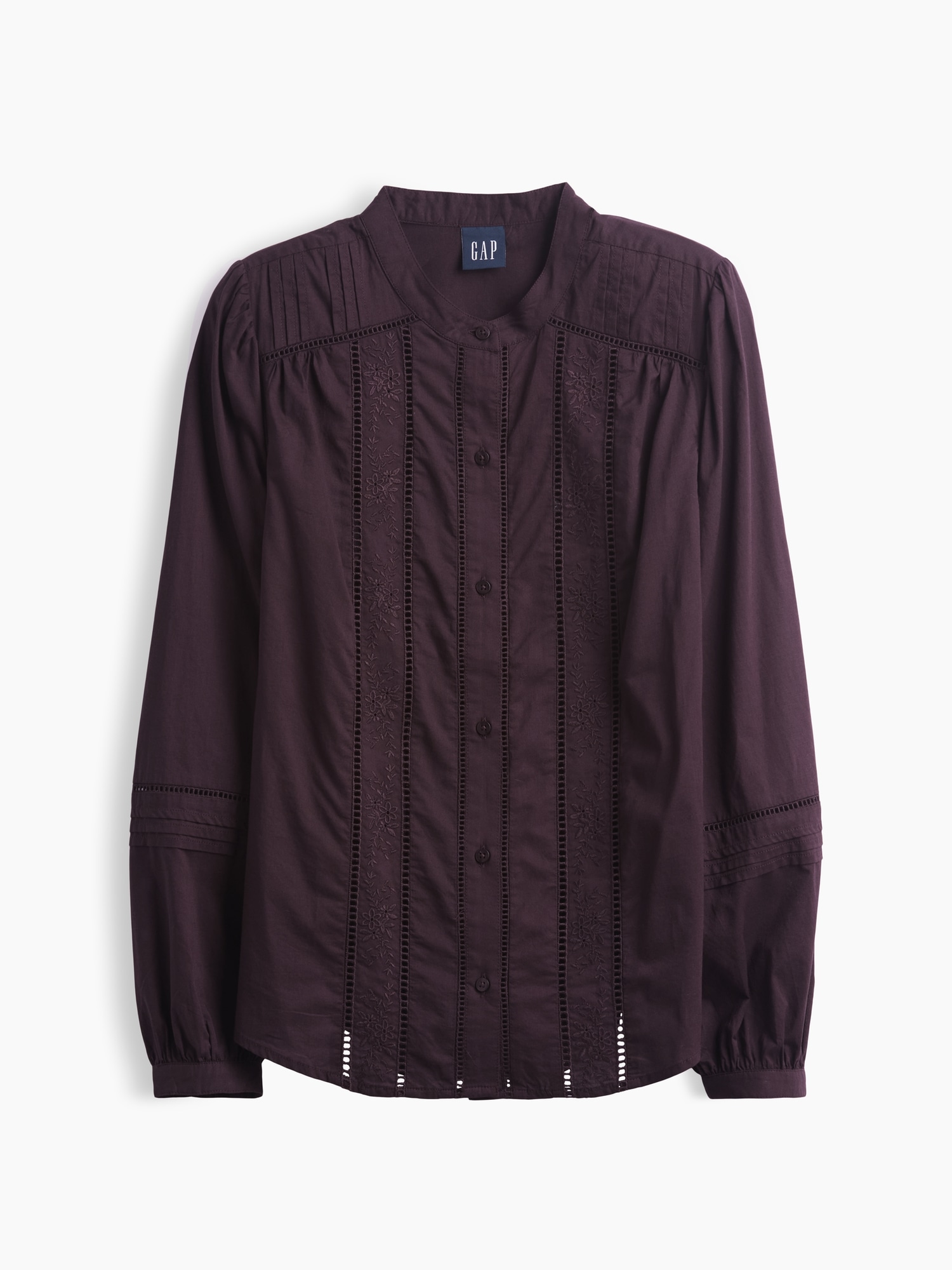 Embroidered Pintuck Top