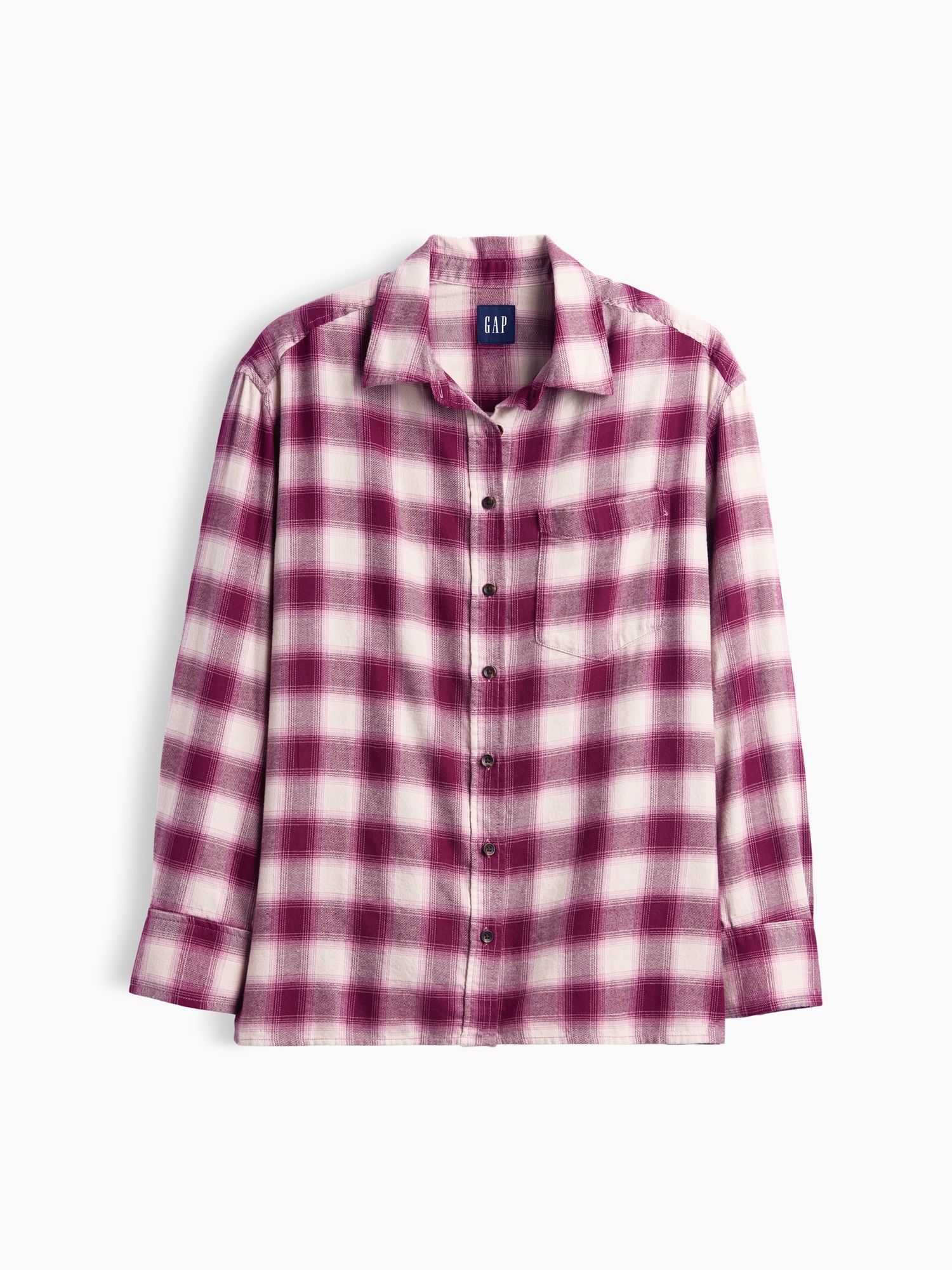 Oversized Straight-Hem Flannel Shirt