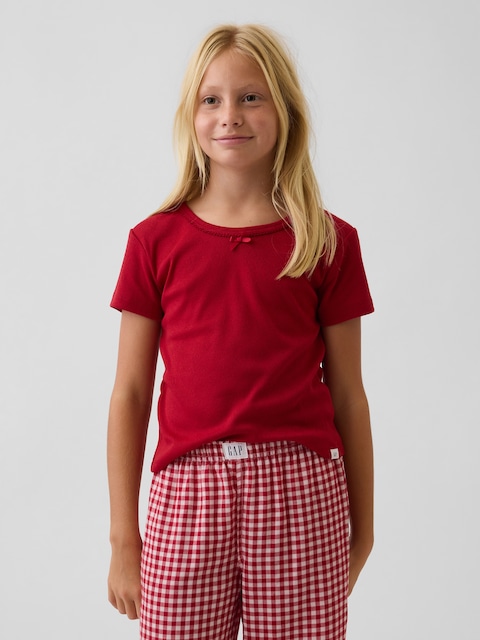 T-SHIRT DE PYJAMA EN TRICOT POINTELLE DE MATIÈRE RECYCLÉE POUR ENFANT