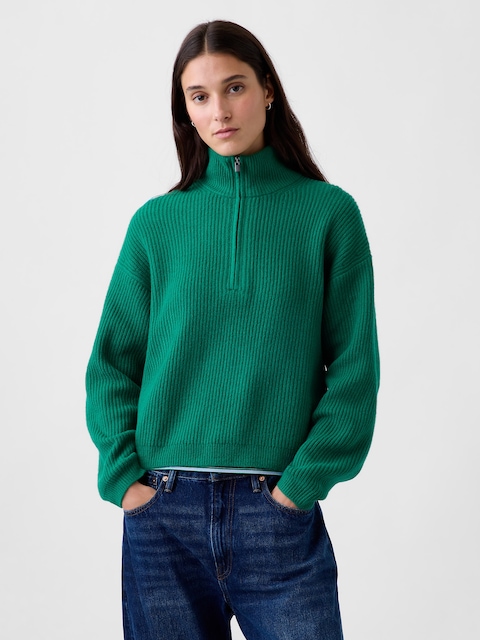 CashSoft Oversized Half-Zip Sweater