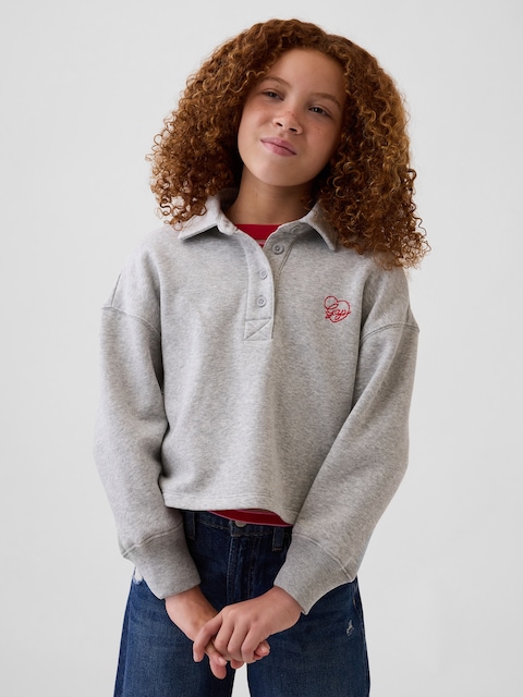POLO COUPE DROITE SURDIMENSIONNÉE EN COTON OUATÉ POUR ENFANT