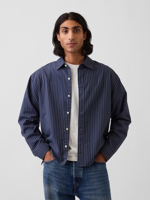 CHEMISE OXFORD COURTE DÉCONTRACTÉE À OURLET DROIT