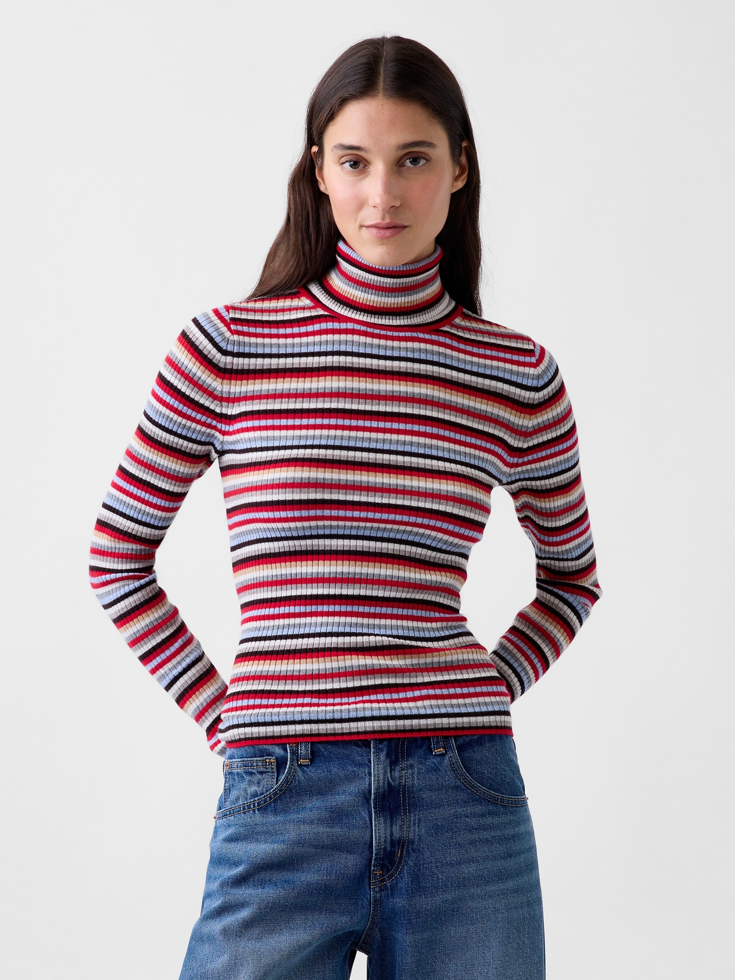 Lightweight CashSoft Rib Turtleneck Sweater