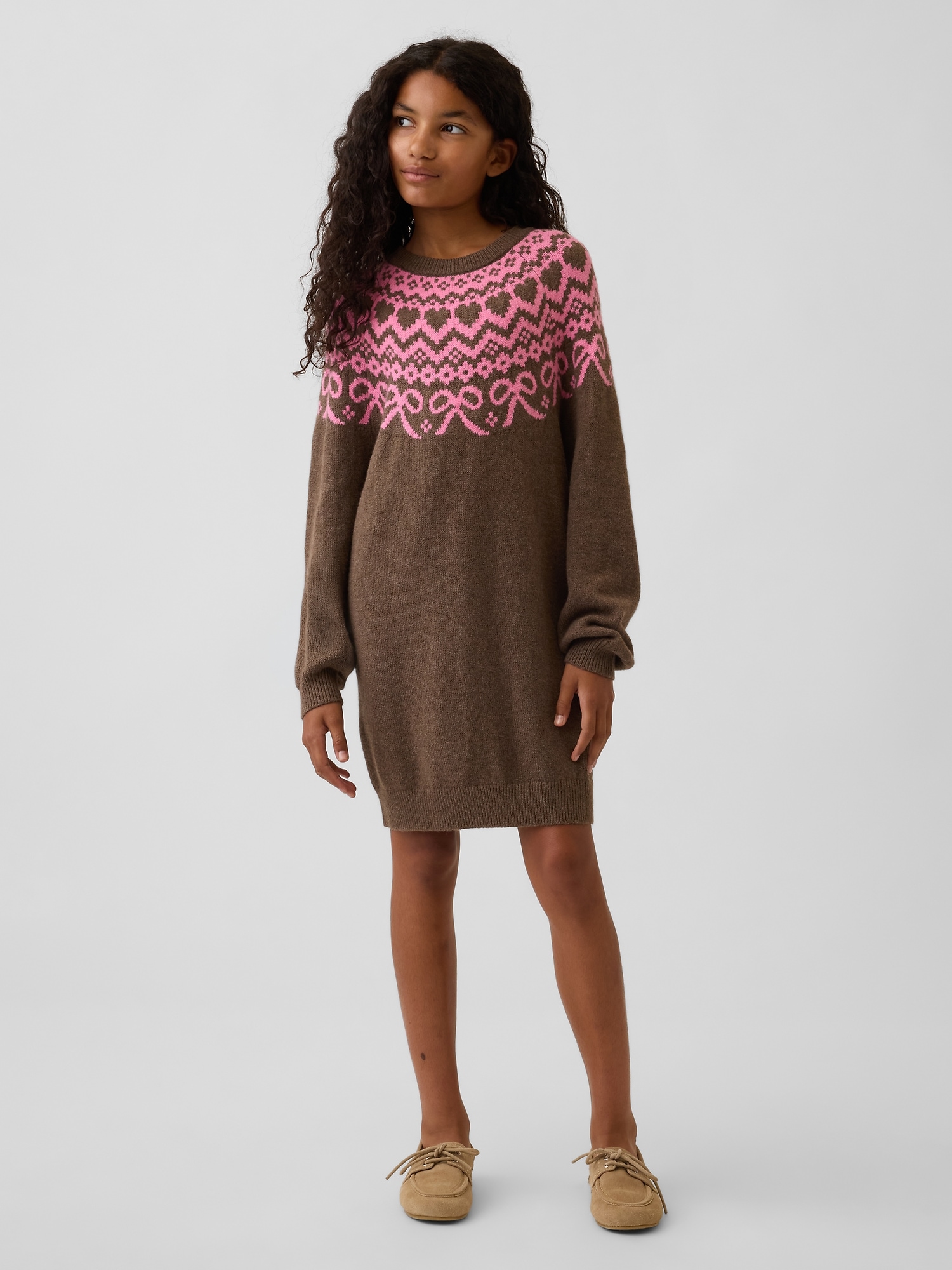 Kids CashSoft Oversized Fair Isle Sweater Dress