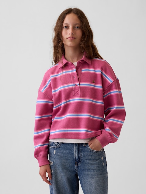 POLO COUPE DROITE SURDIMENSIONNÉE EN COTON OUATÉ POUR ENFANT