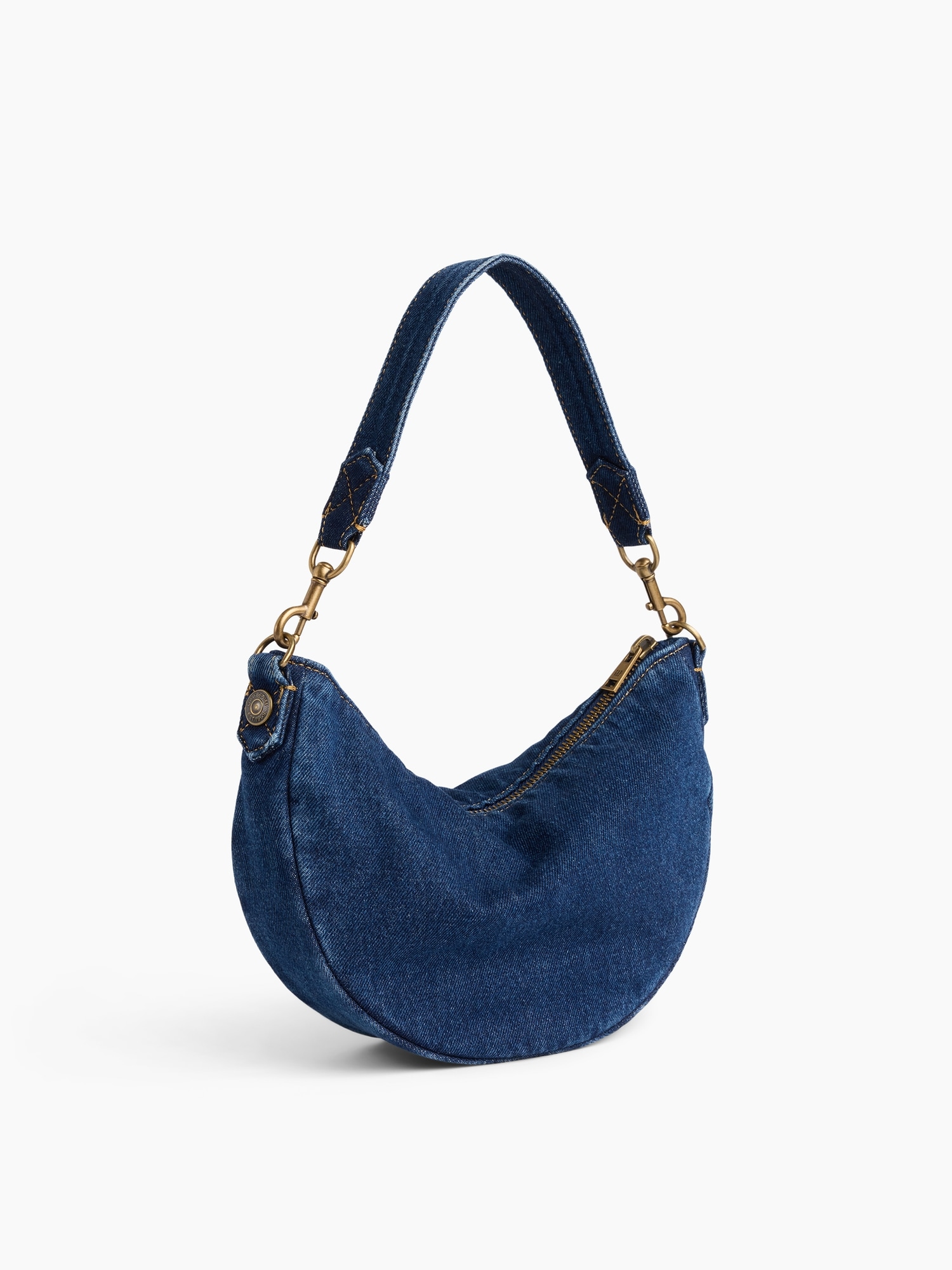 Small Denim Crescent Crossbody