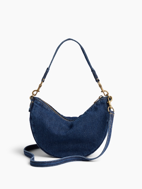 PETIT SAC DEMI-LUNE À BANDOULIÈRE EN DENIM