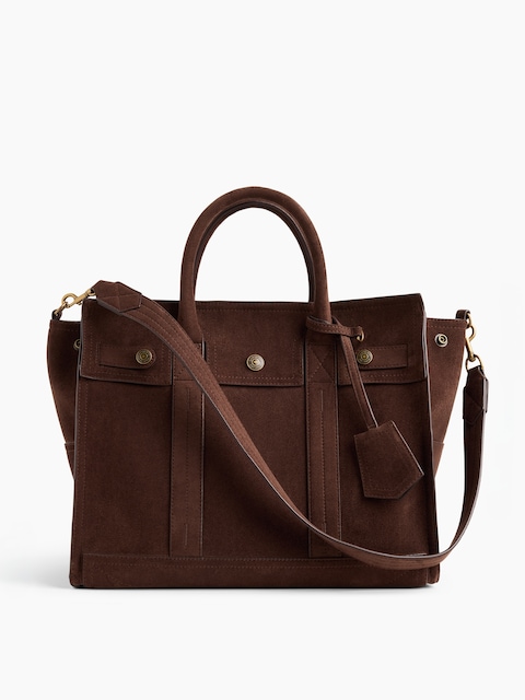 Vegan Suede Five Pocket Tote