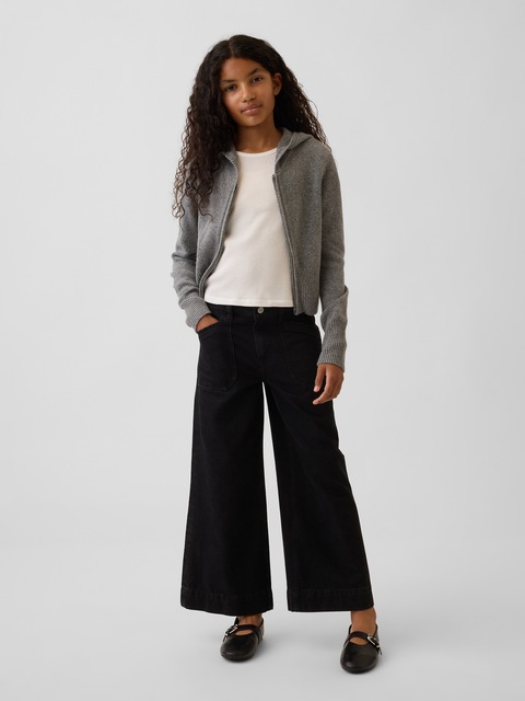 JEAN SPORTIF À JAMBE LARGE À TAILLE HAUTE LONGUEUR CHEVILLE POUR ENFANT
