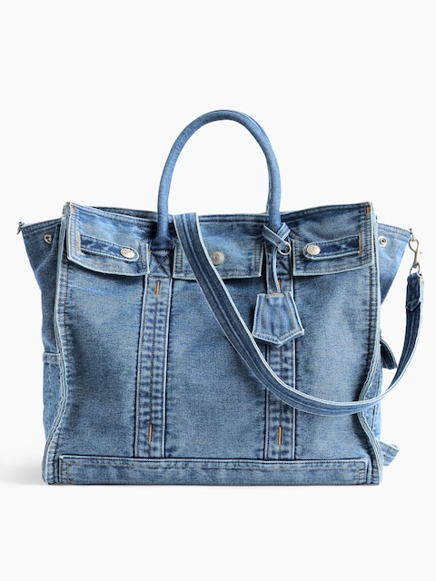 Large Denim Five Pocket Tote