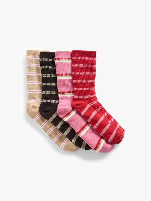 CHAUSSETTES CÔTELÉES À RAYURES POUR ENFANT (PAQUET DE 4 PAIRES)