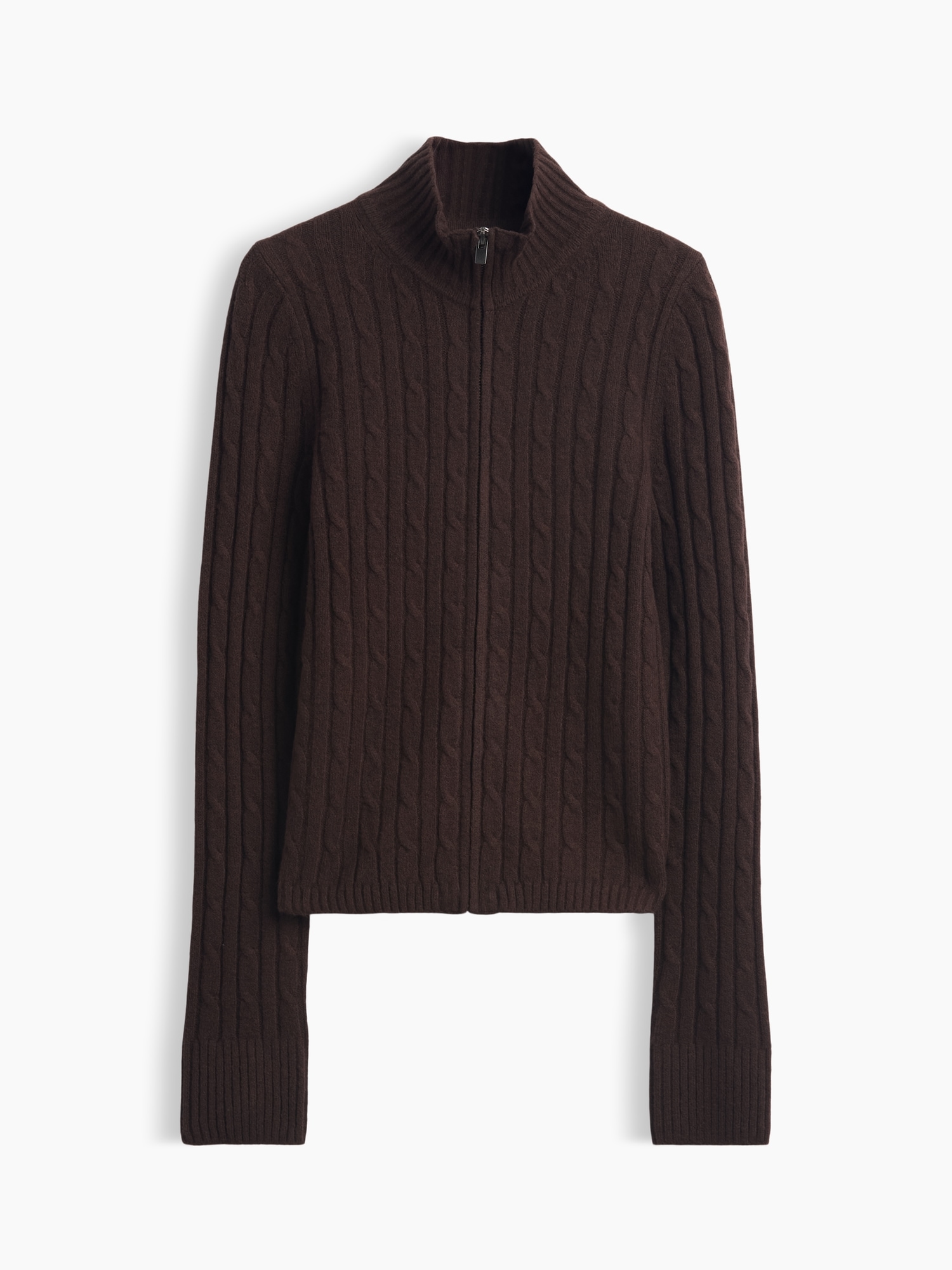 CashSoft Cable-Knit Zip Cardigan