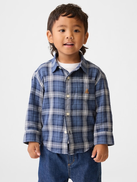 CHEMISE À CARREAUX À DOUBLE TISSAGE POUR BÉBÉ ET TOUT-PETIT