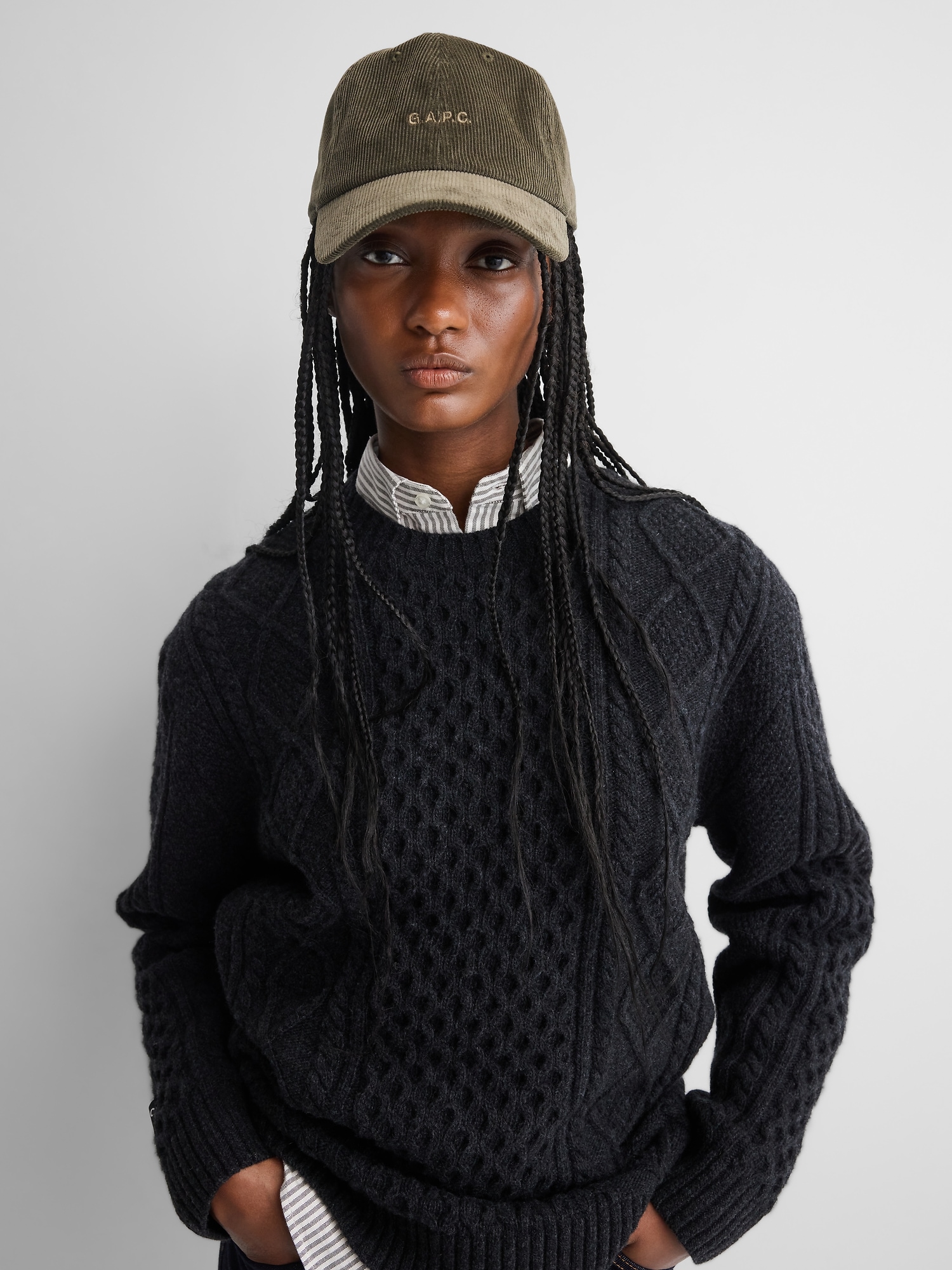 × A.P.C. Logo Corduroy Baseball Hat