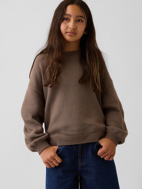 Kids 100% Cotton Oversized Rollneck Sweater