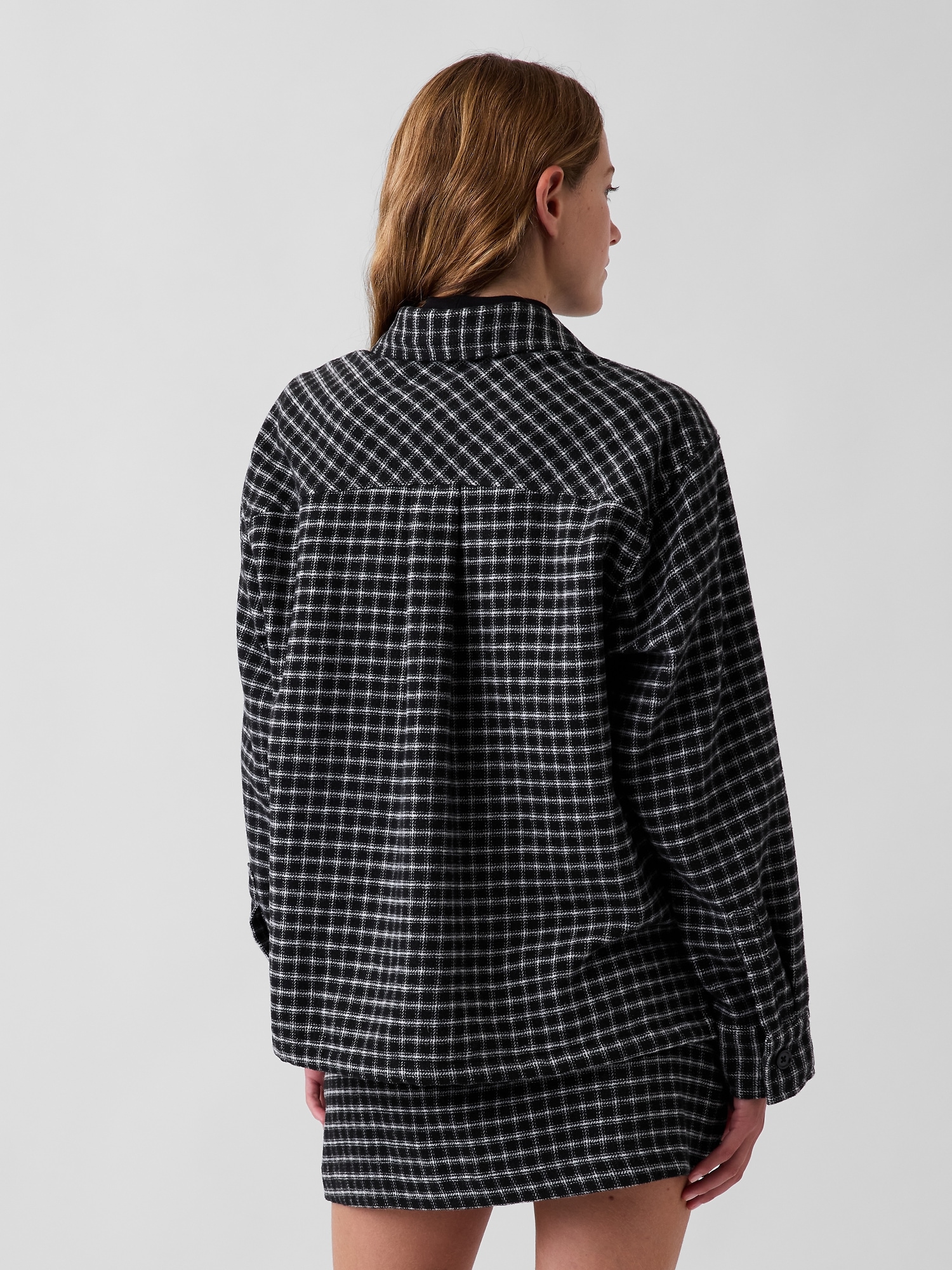Wool-Blend Plaid Shirt Jacket