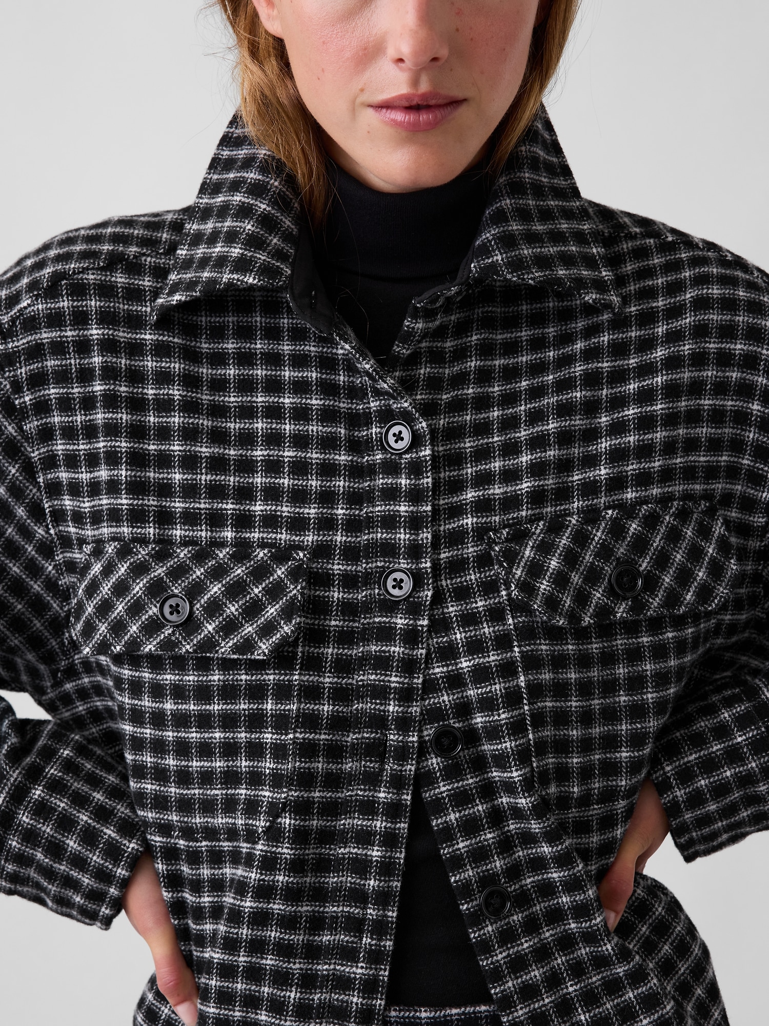 Wool-Blend Plaid Shirt Jacket