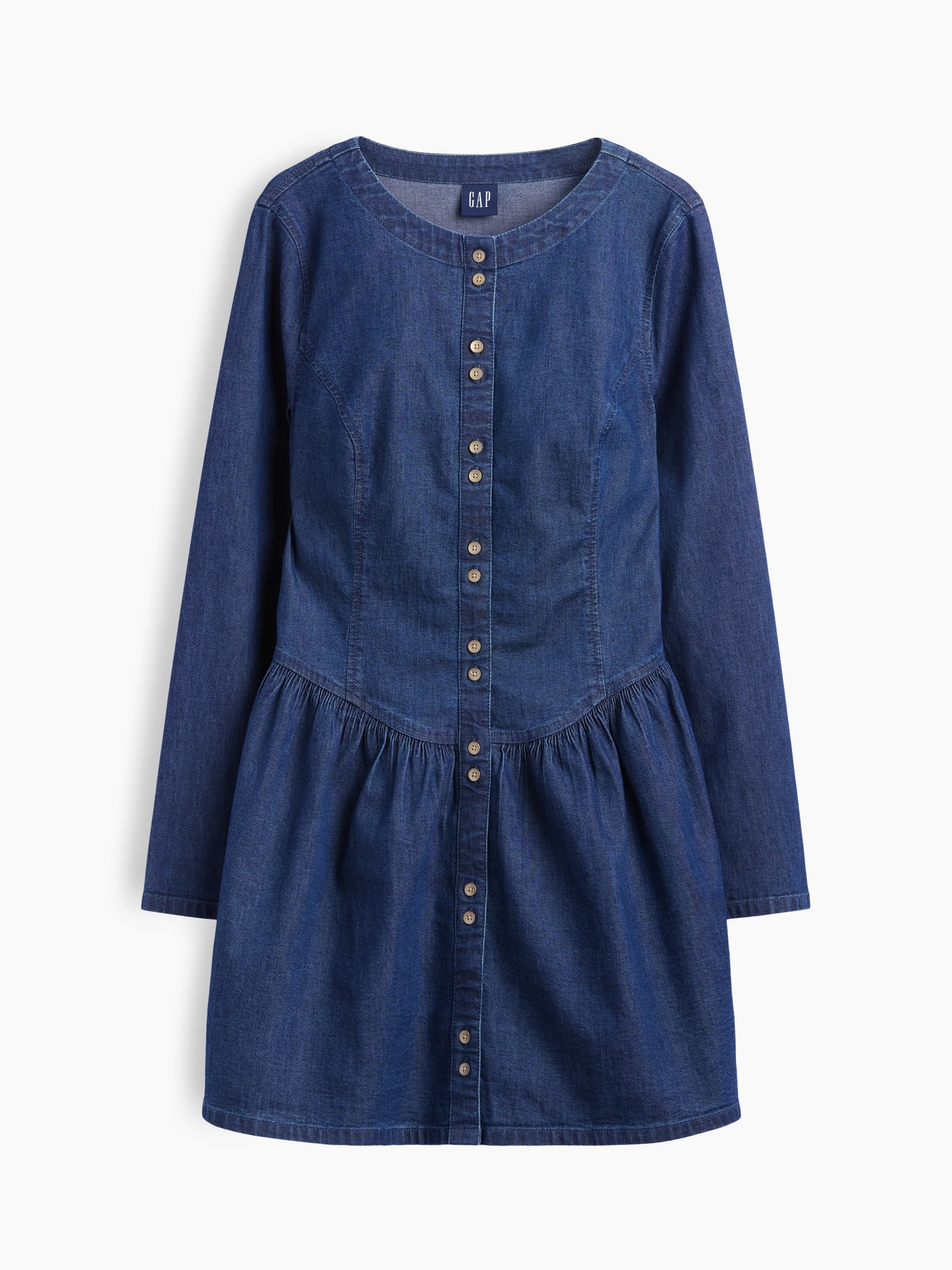 Denim Drop-Waist Mini Dress