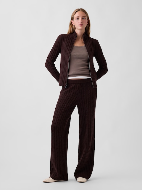 PANTALON EN TRICOT TORSADÉ EFFET CACHEMIRE