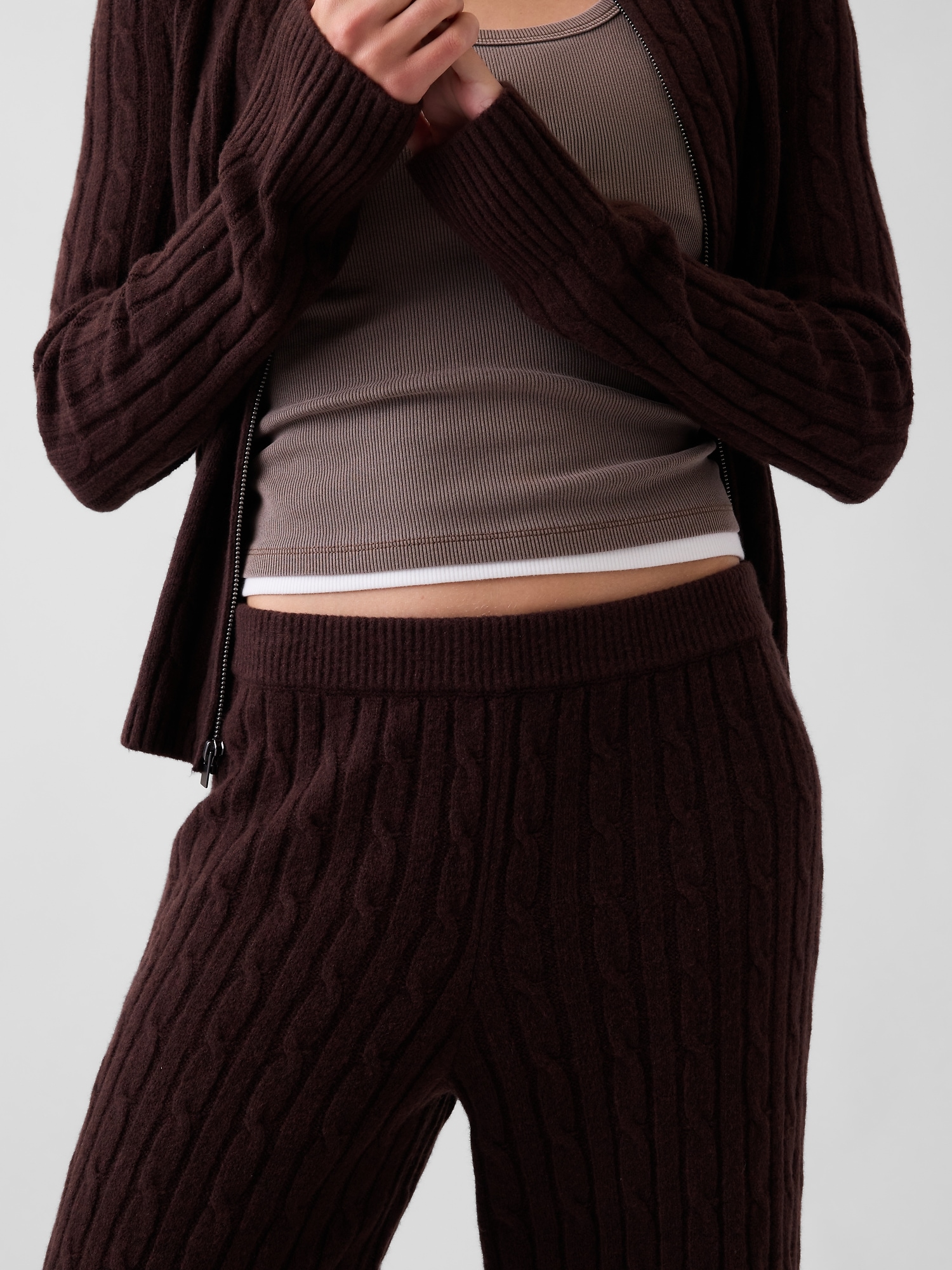CashSoft Cable-Knit Sweater Pants