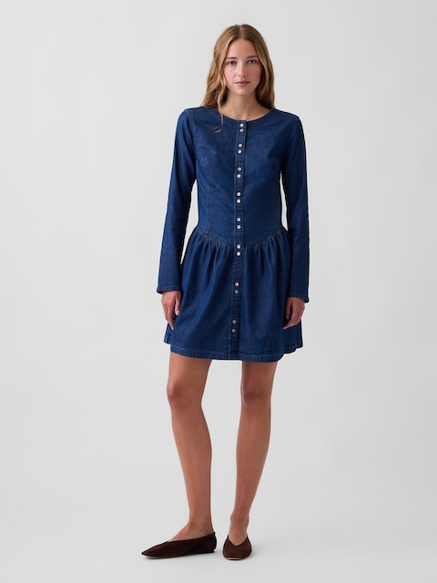 ROBE COURTE EN DENIM À TAILLE TOMBANTE