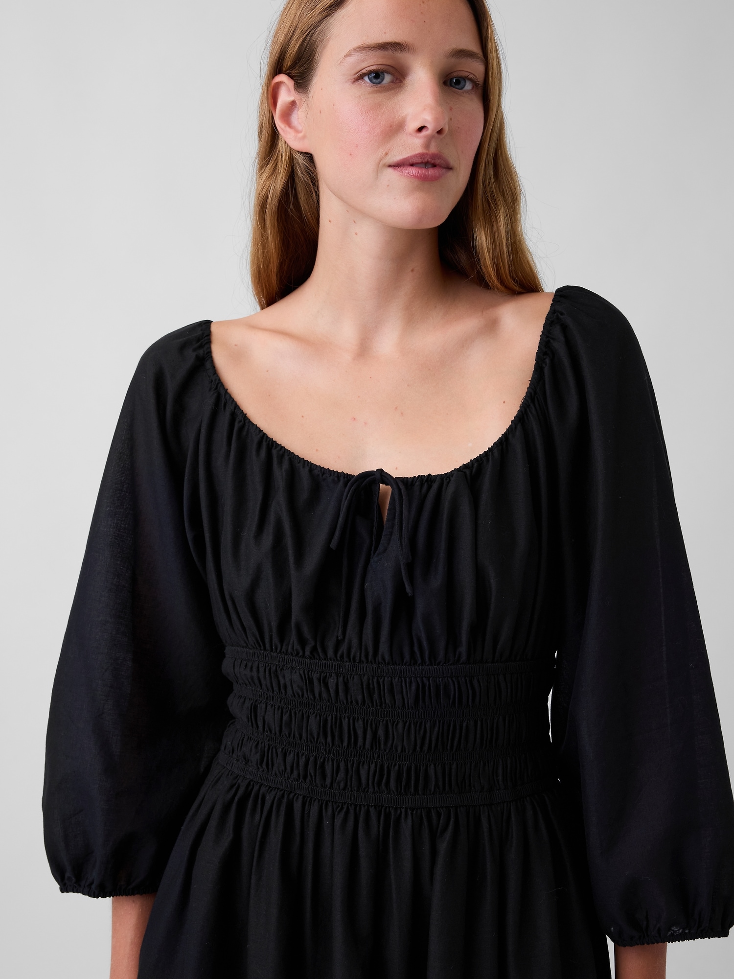 Voile Smocked-Waist Maxi Dress