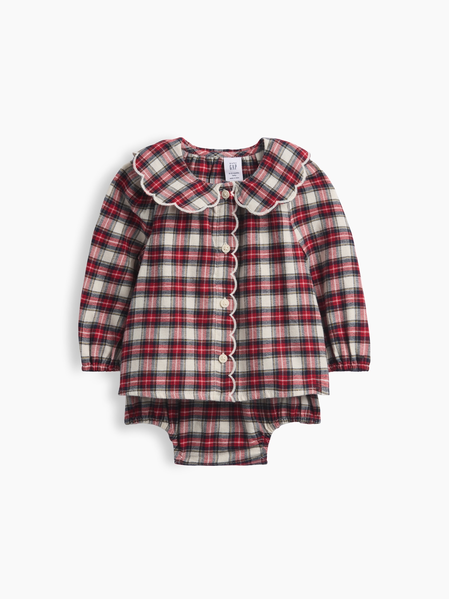 Baby Plaid Flannel Bodysuit Dress