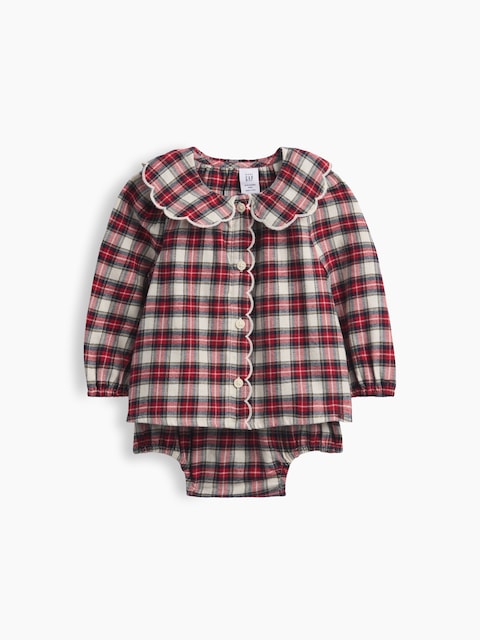 Baby Plaid Flannel Bodysuit Dress